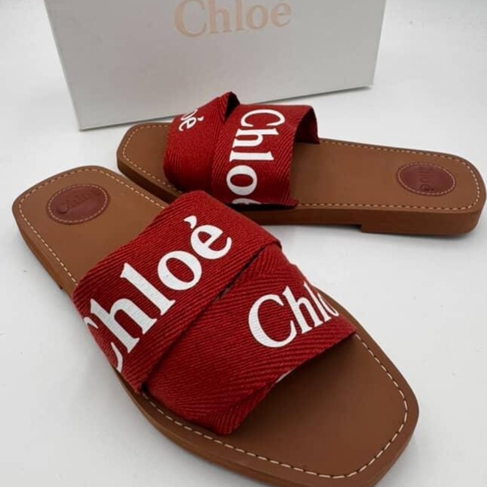Chloé Red Woody Flat Mules